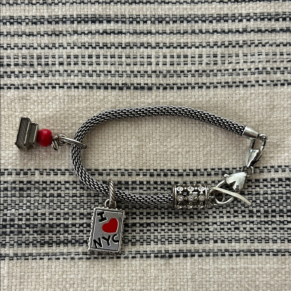 Brighton Silver Charm Bracelet with NYC and teacher Pendant, NWOT